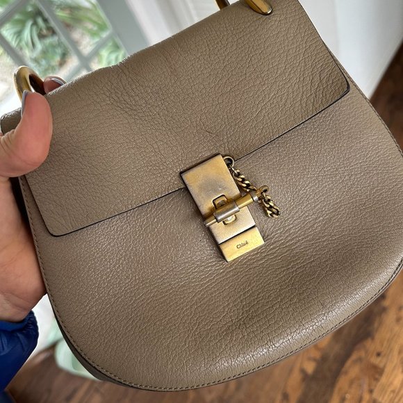 Grained Lambskin Medium Drew Shoulder Bag Taupe